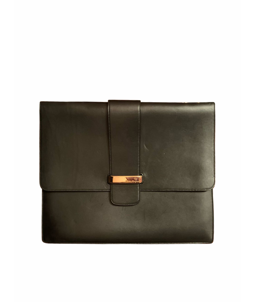 FERRAGAMO Черная кожаная сумка тоут, фото 1