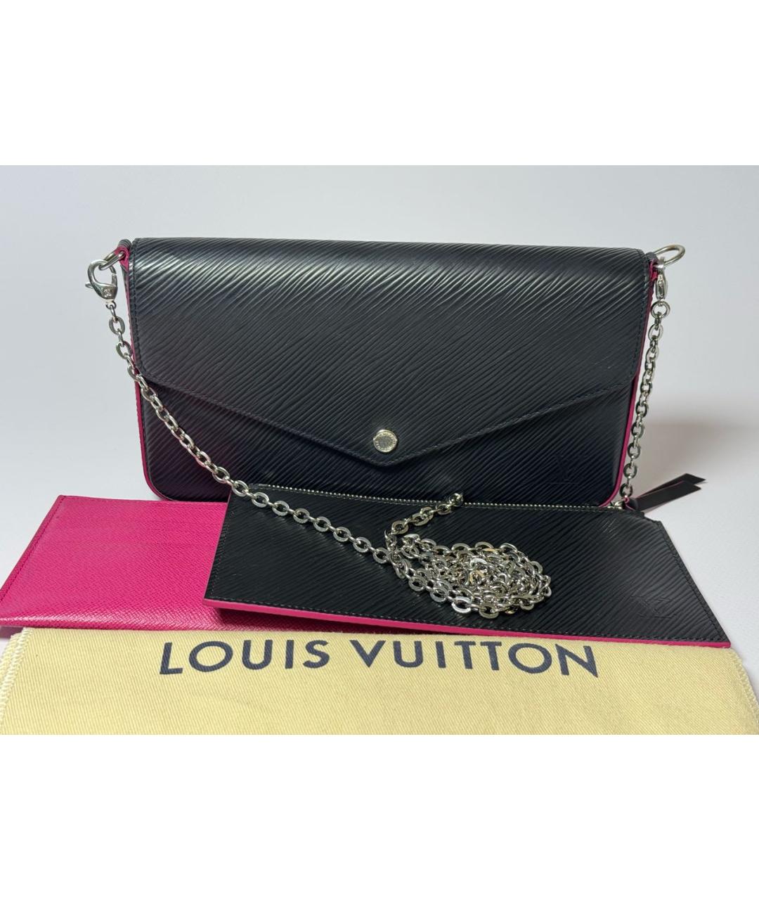 LOUIS VUITTON Черная кожаная сумка через плечо, фото 7