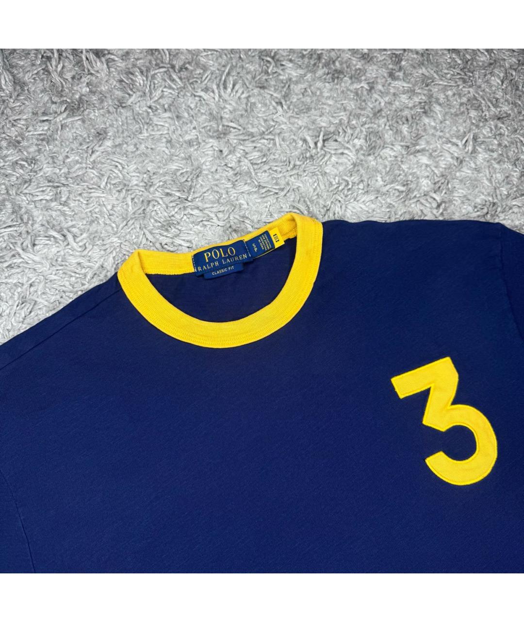 POLO RALPH LAUREN Темно-синяя хлопковая футболка, фото 2
