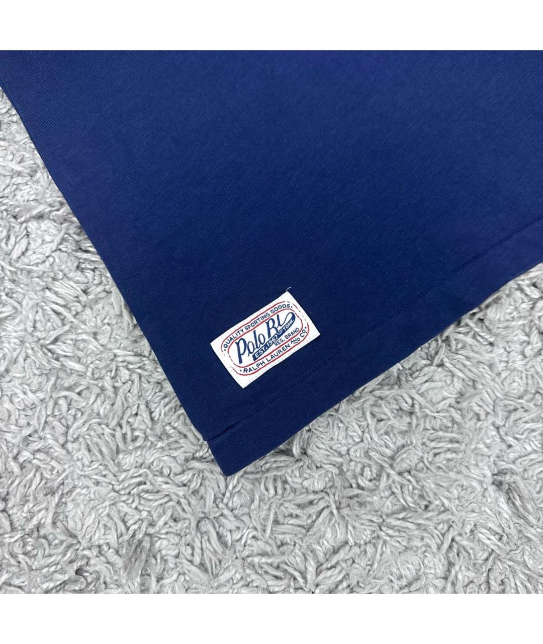 POLO RALPH LAUREN Темно-синяя хлопковая футболка, фото 3