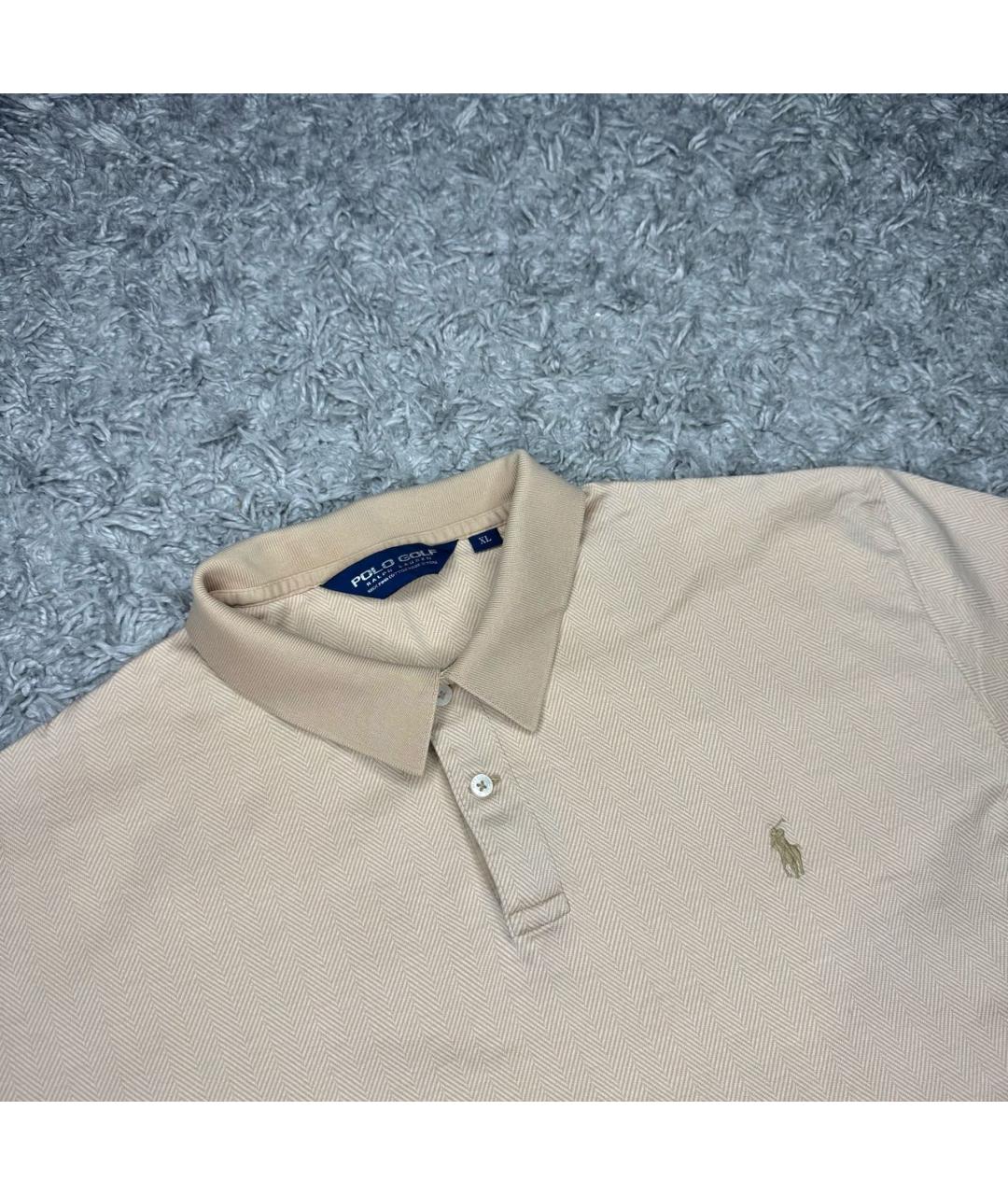POLO RALPH LAUREN Бежевое хлопковое поло с коротким рукавом, фото 2