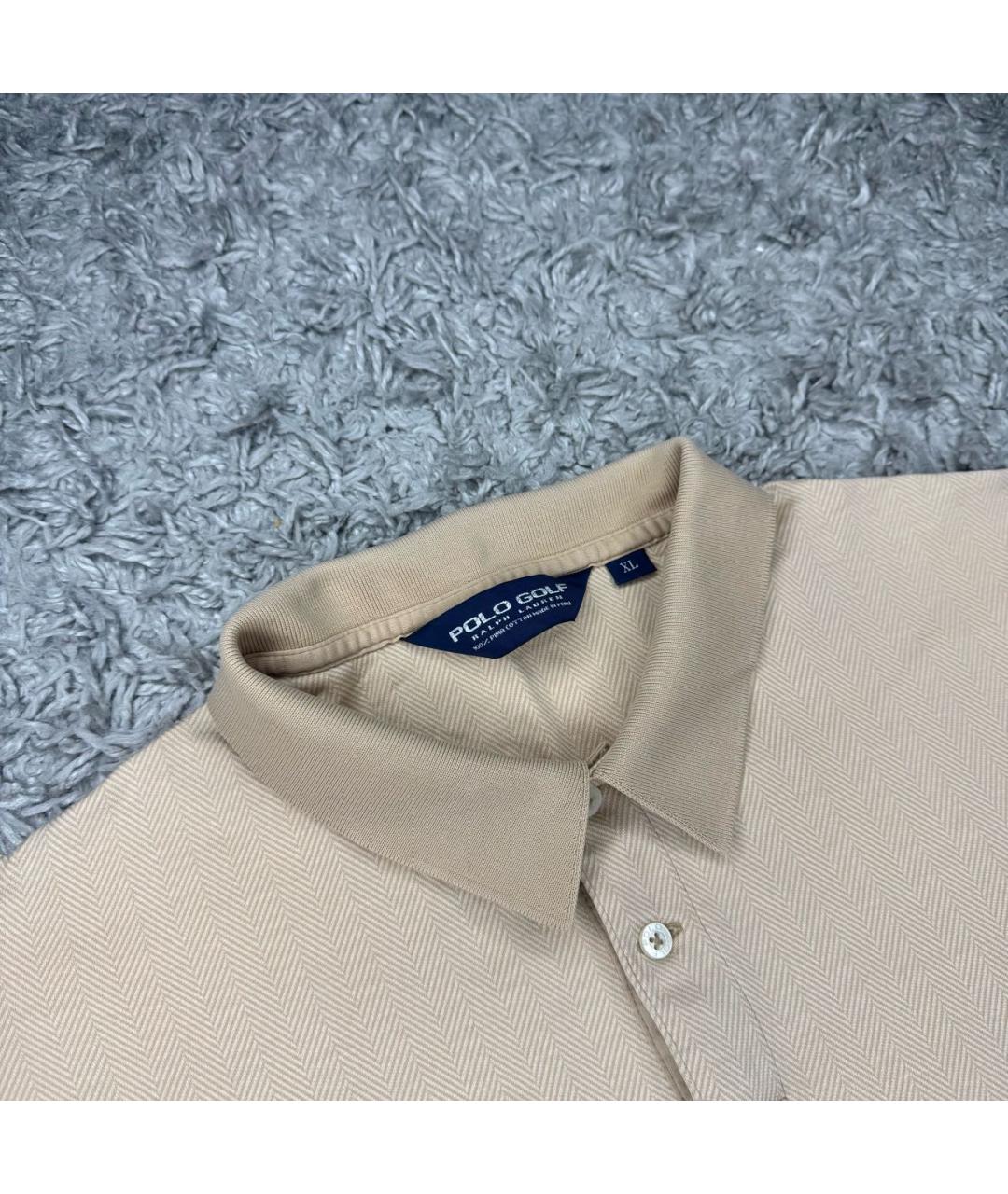 POLO RALPH LAUREN Бежевое хлопковое поло с коротким рукавом, фото 3