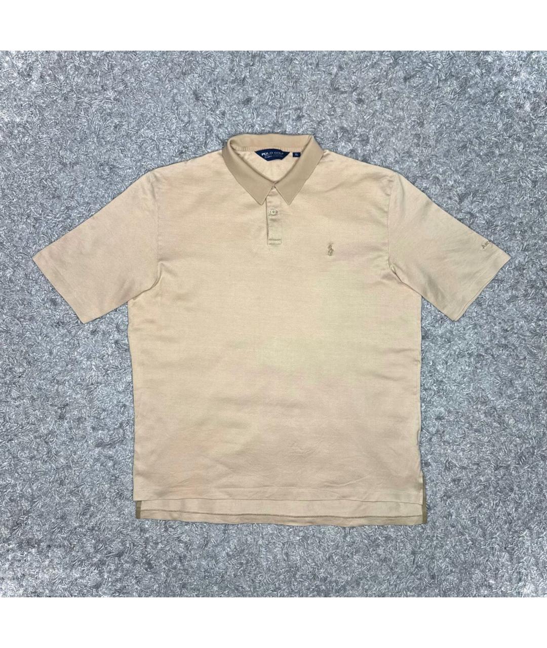 POLO RALPH LAUREN Бежевое хлопковое поло с коротким рукавом, фото 6