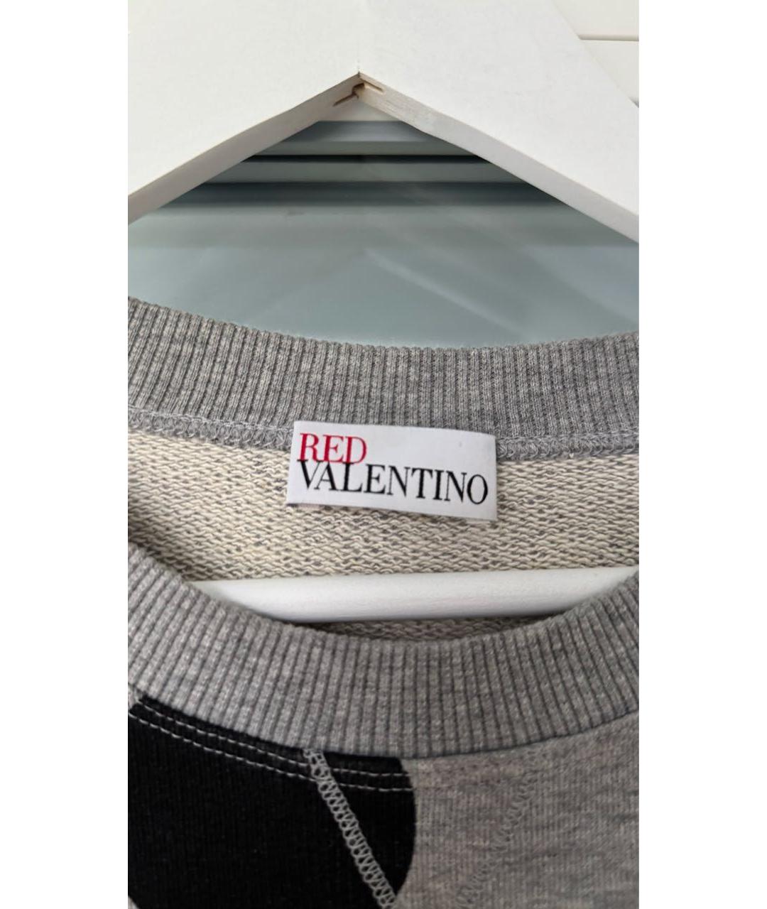 RED VALENTINO Серая хлопковая футболка, фото 3