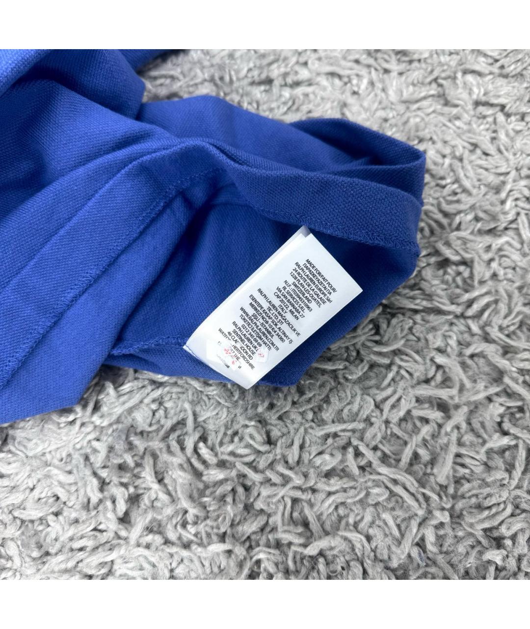 POLO RALPH LAUREN Темно-синее хлопковое поло с коротким рукавом, фото 6
