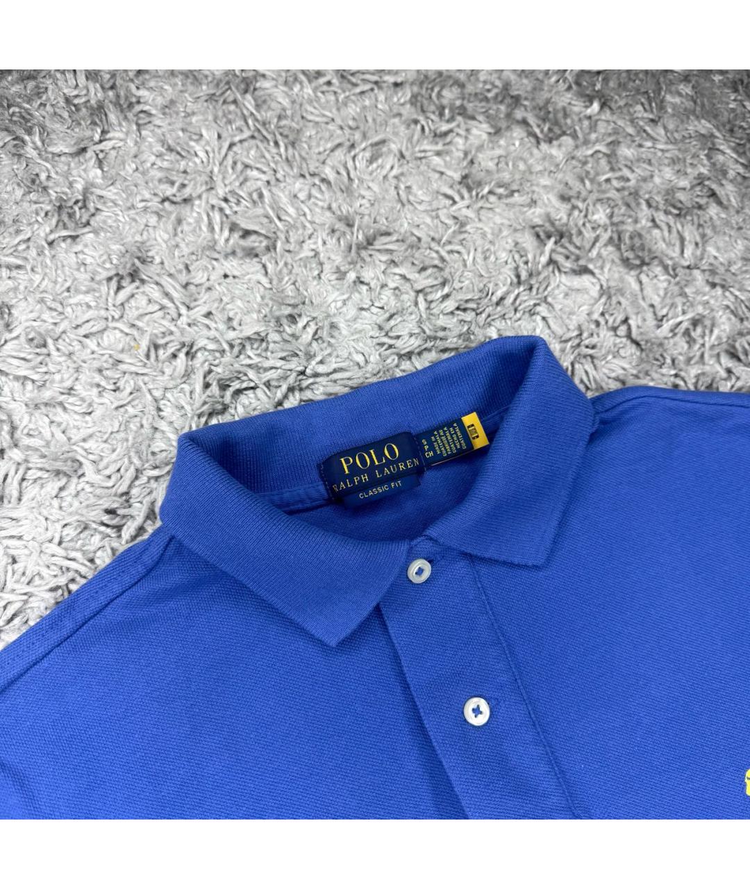 POLO RALPH LAUREN Темно-синее хлопковое поло с коротким рукавом, фото 3