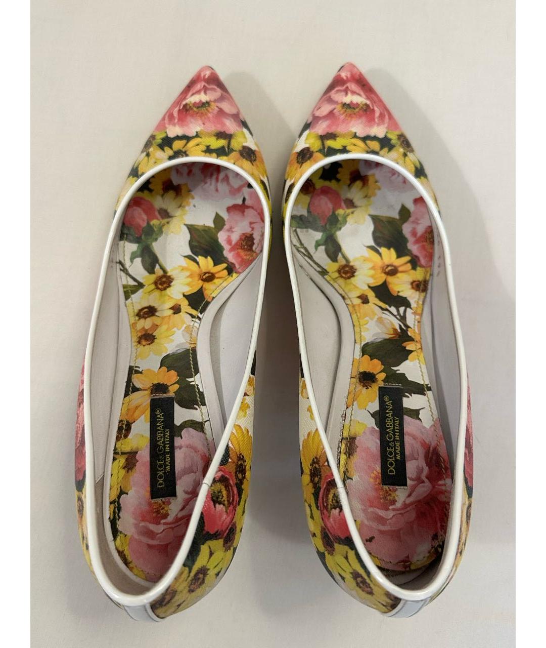 DOLCE&GABBANA Белые кожаные лодочки на низком каблуке, фото 3