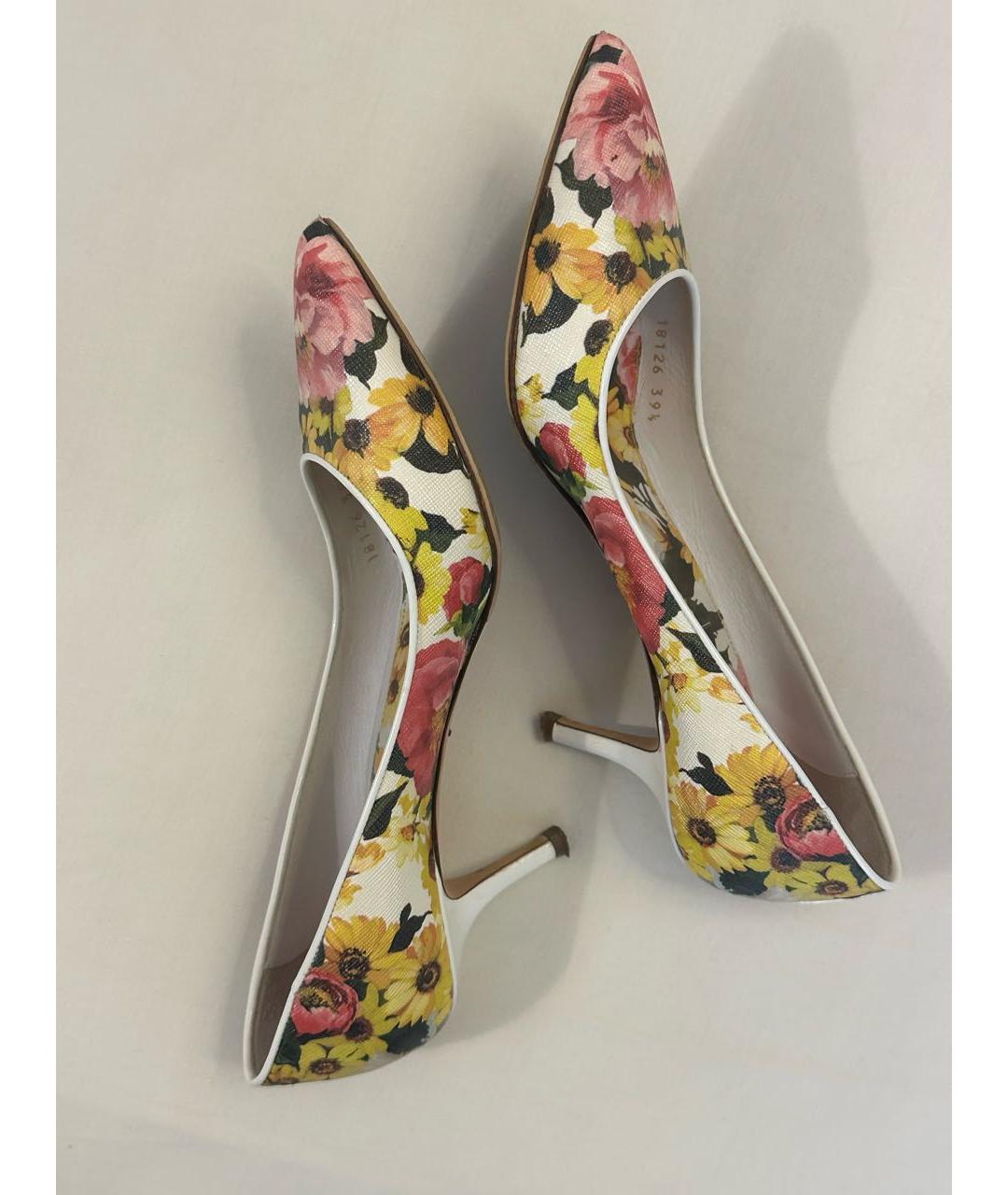 DOLCE&GABBANA Белые кожаные лодочки на низком каблуке, фото 5