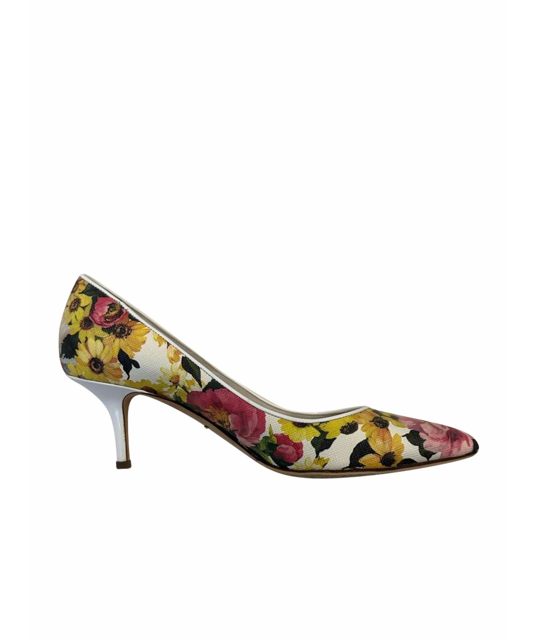 DOLCE&GABBANA Белые кожаные лодочки на низком каблуке, фото 1