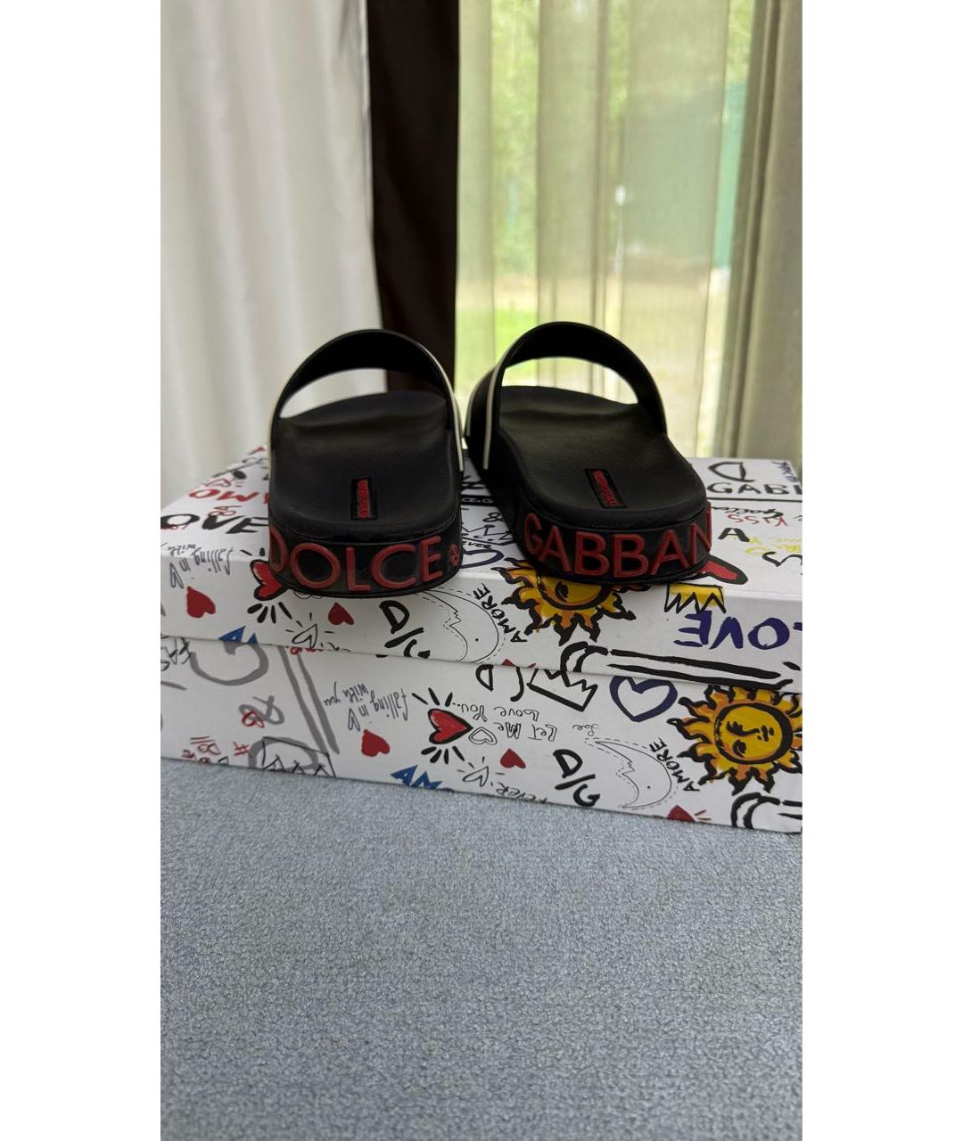 DOLCE&GABBANA Черные резиновые шлепанцы, фото 4