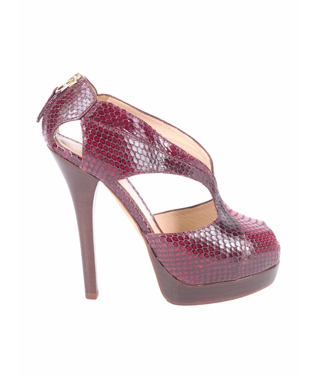 FENDI Бордовые кожаные босоножки, фото 1