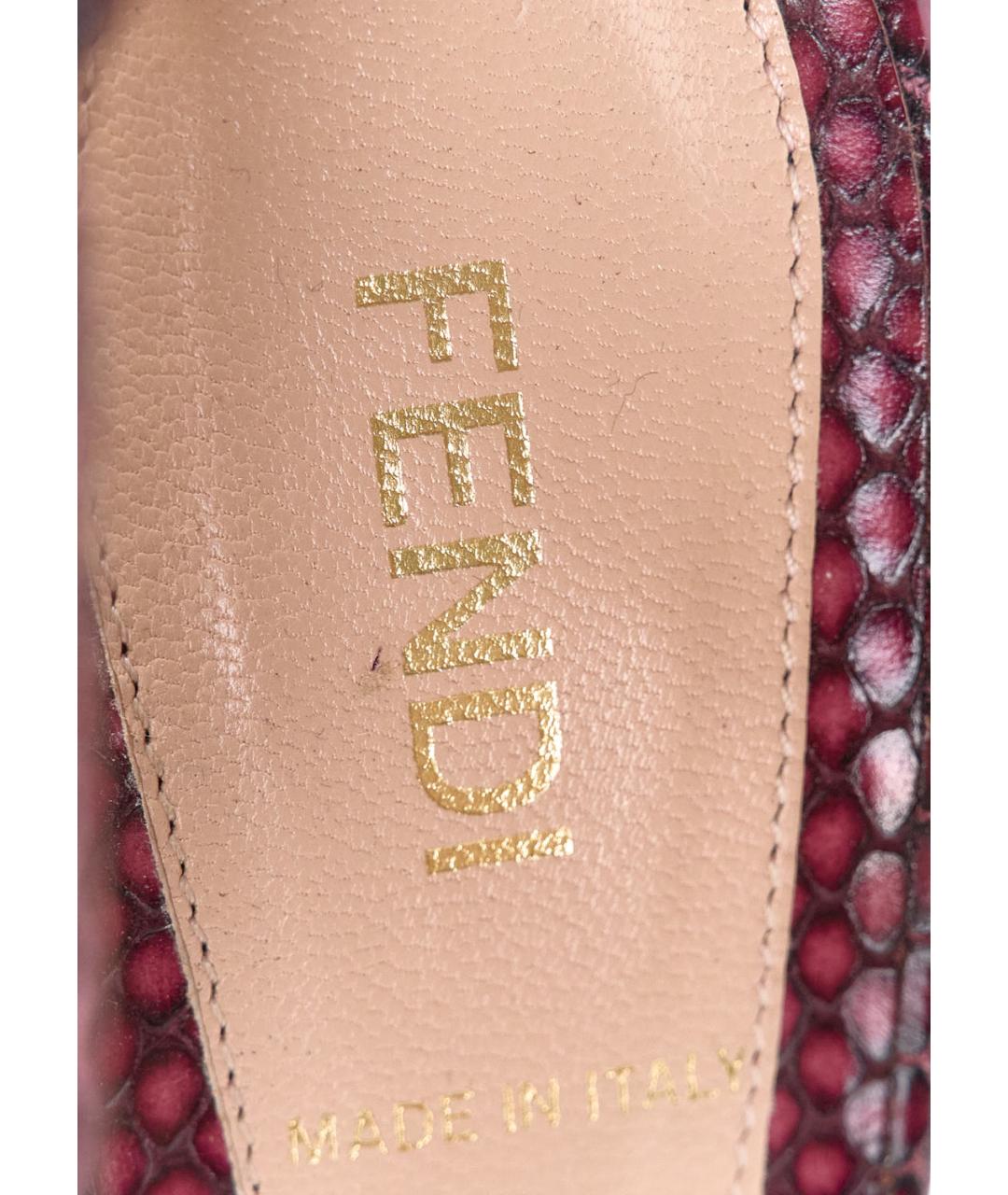 FENDI Бордовые кожаные босоножки, фото 4