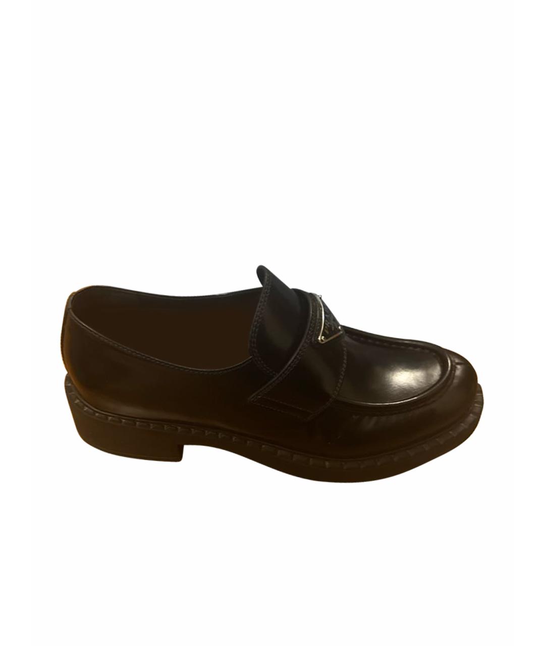 PRADA Черные кожаные лоферы, фото 1
