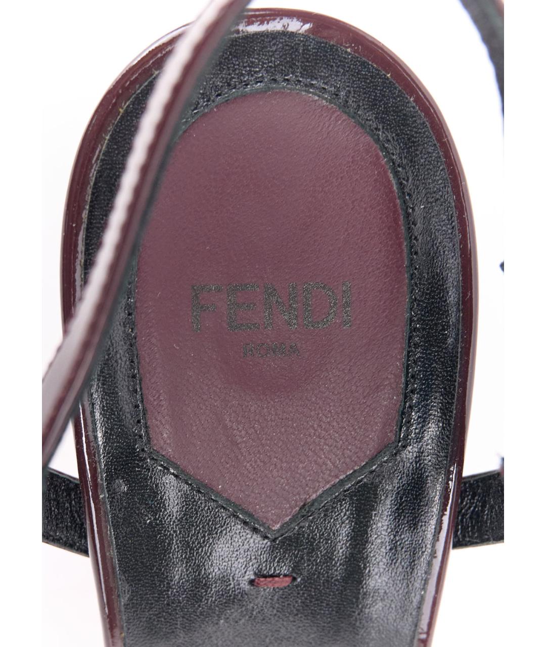FENDI Бордовые босоножки из лакированной кожи, фото 5