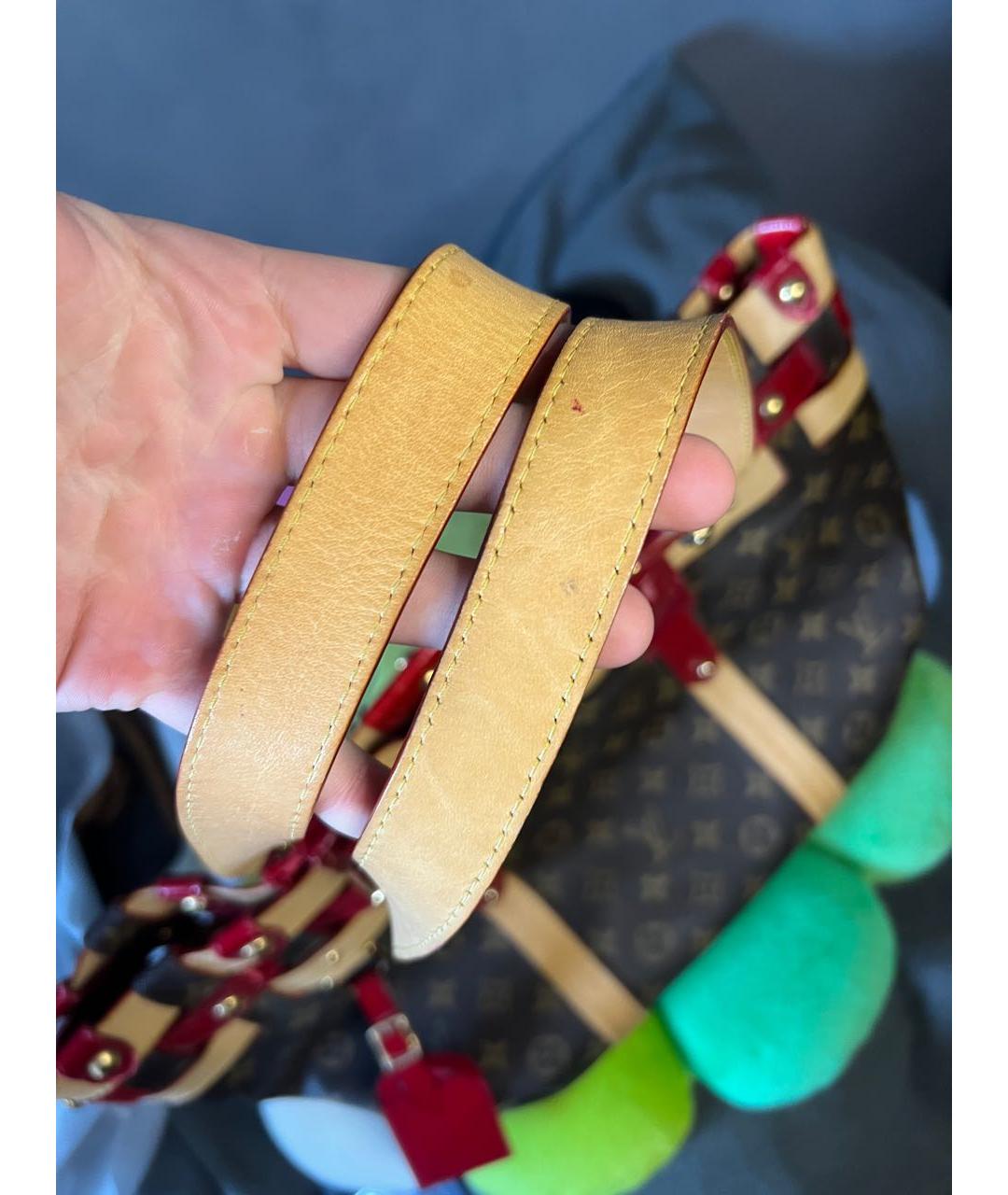 LOUIS VUITTON Коричневая кожаная сумка тоут, фото 4