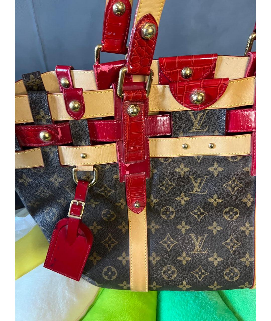 LOUIS VUITTON Коричневая кожаная сумка тоут, фото 3