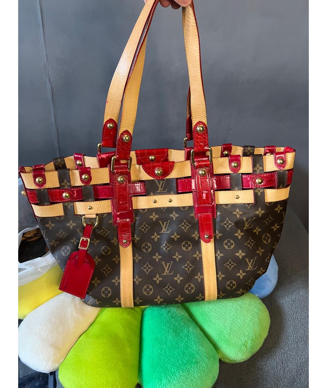 LOUIS VUITTON Коричневая кожаная сумка тоут, фото 2