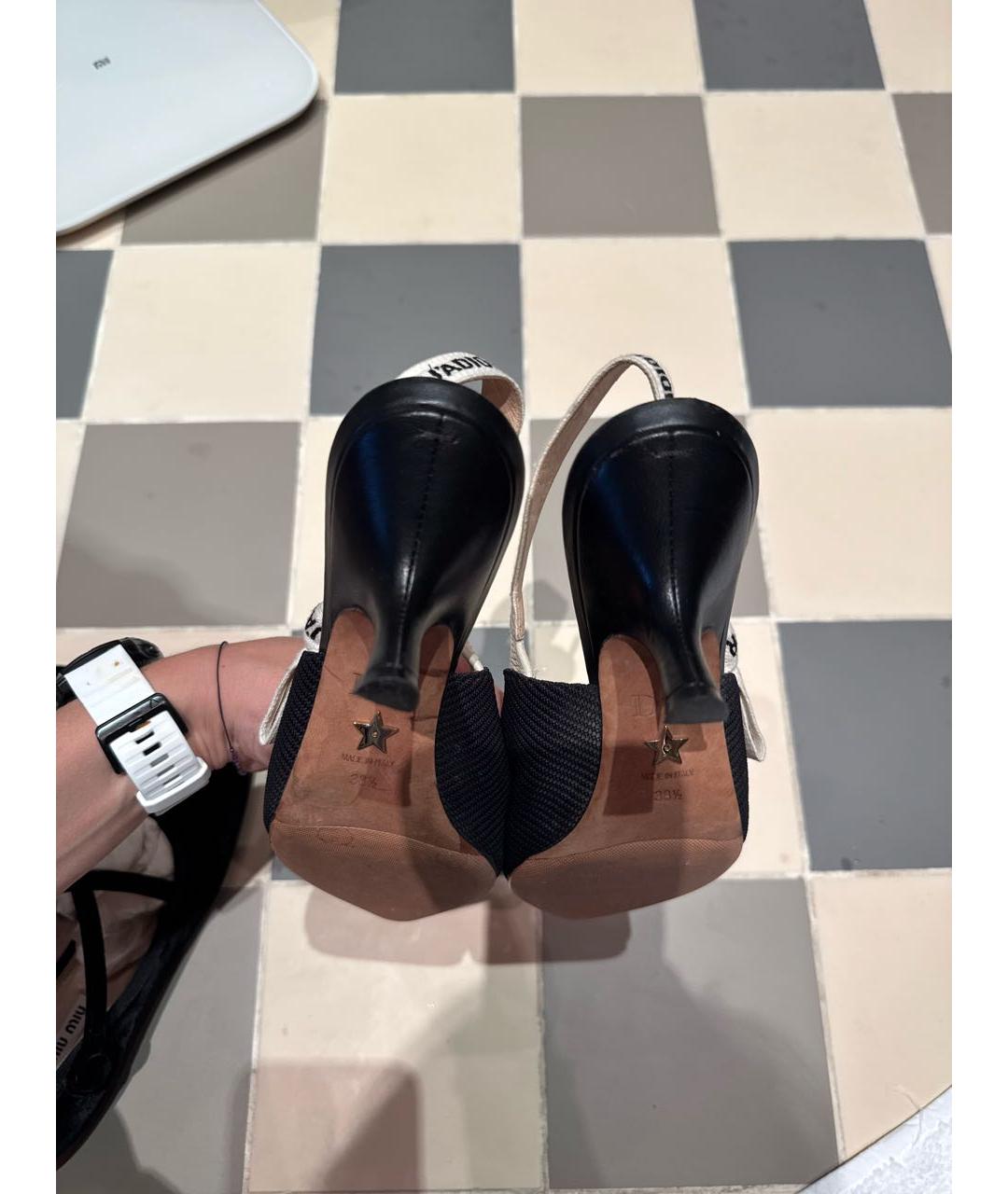 CHRISTIAN DIOR Черные текстильные лодочки на низком каблуке, фото 4
