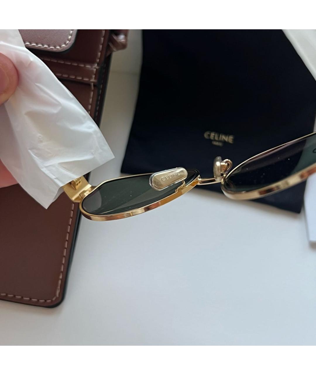 CELINE Золотые металлические солнцезащитные очки, фото 5