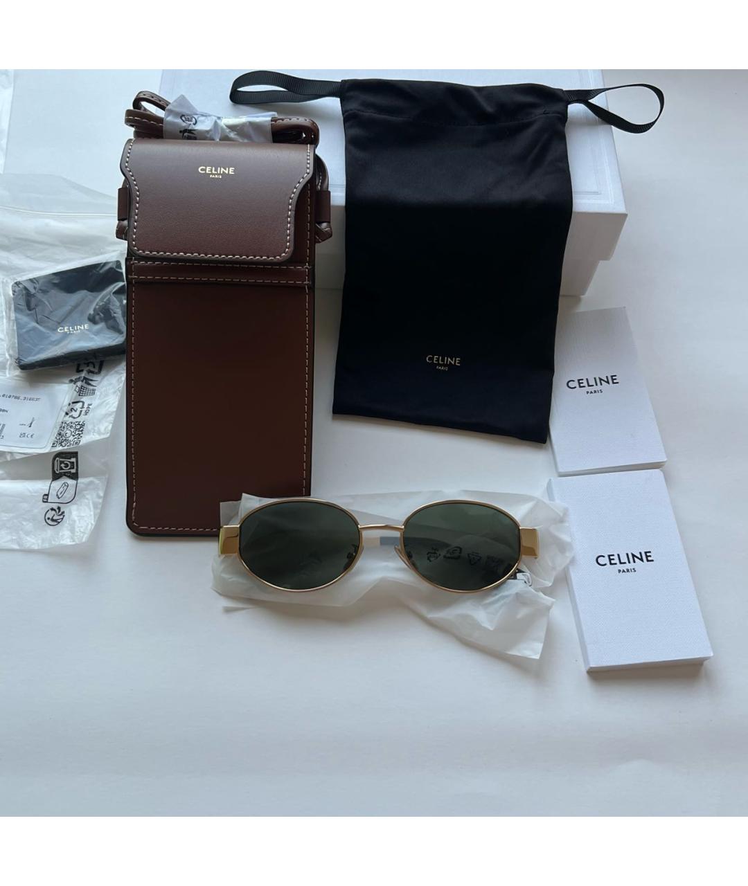 CELINE Золотые металлические солнцезащитные очки, фото 2