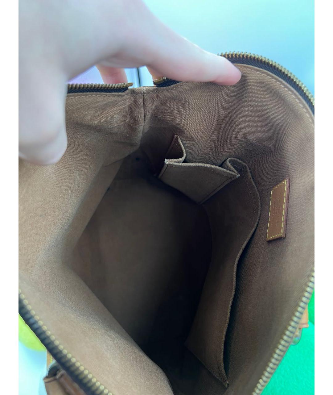 LOUIS VUITTON Коричневая кожаная сумка с короткими ручками, фото 7
