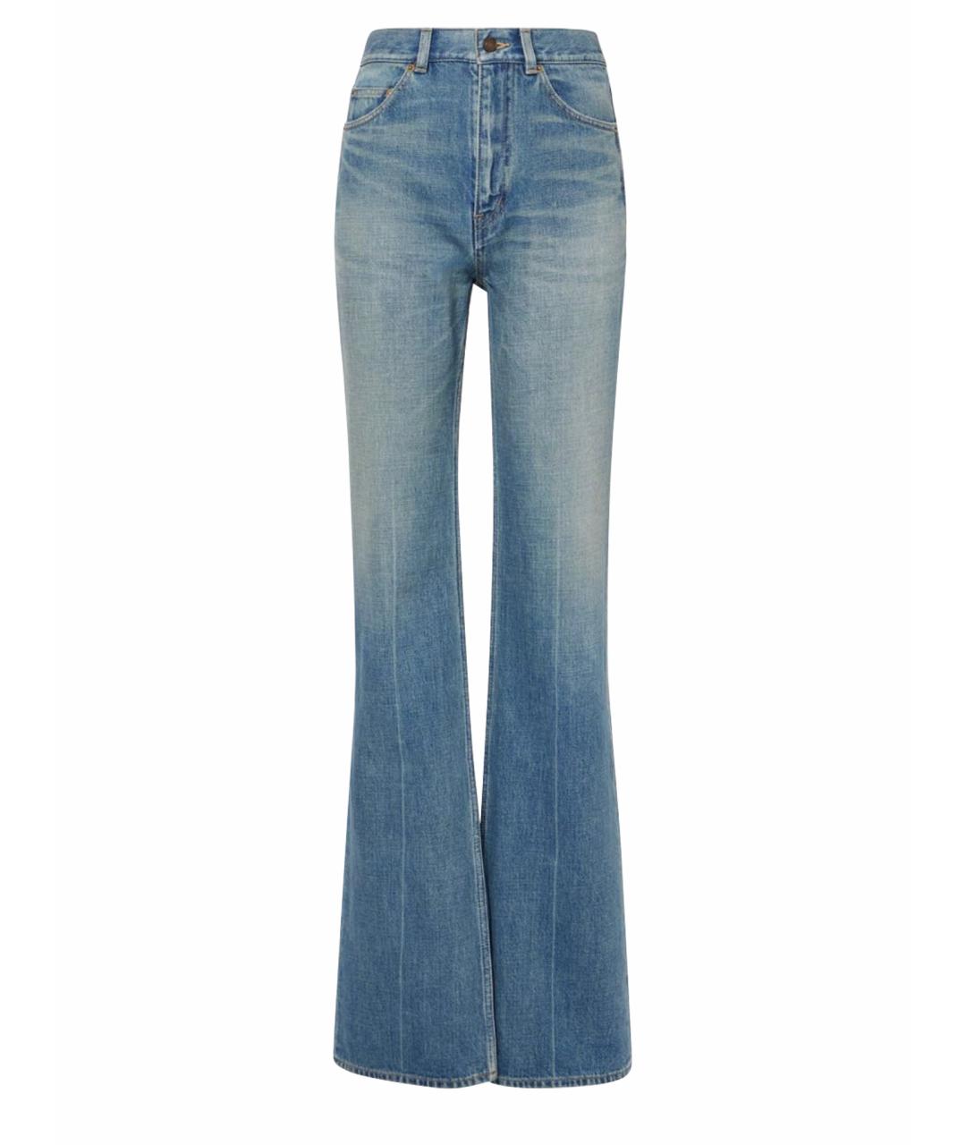 SAINT LAURENT Голубые хлопковые прямые джинсы, фото 1