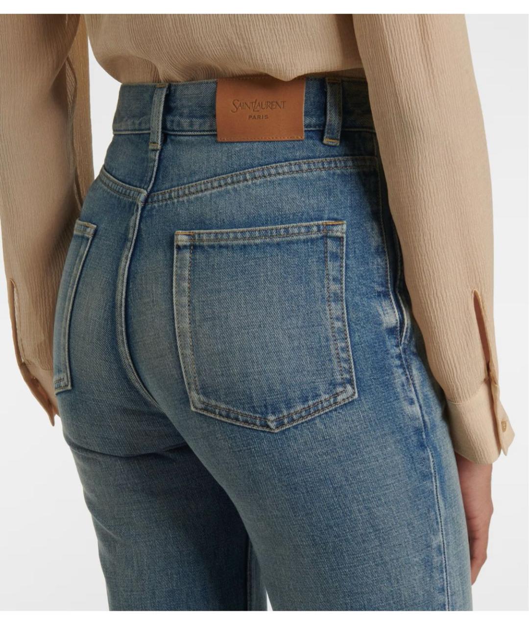 SAINT LAURENT Голубые хлопковые прямые джинсы, фото 5