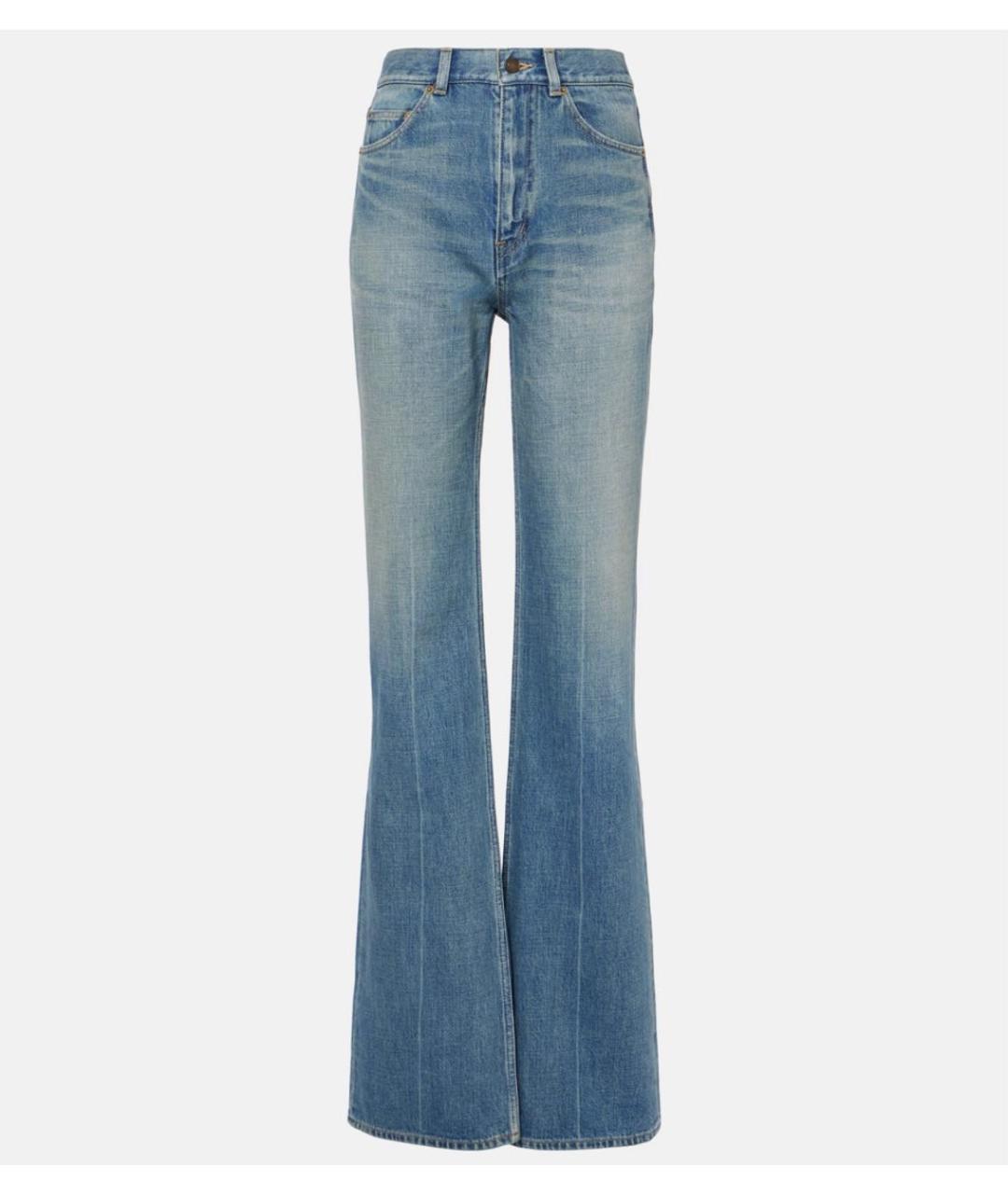 SAINT LAURENT Голубые хлопковые прямые джинсы, фото 9