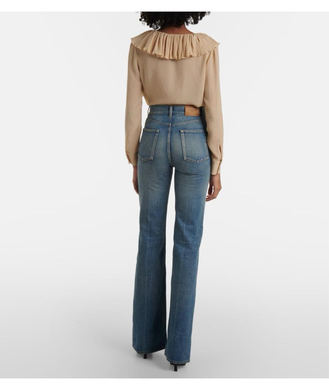SAINT LAURENT Голубые хлопковые прямые джинсы, фото 3