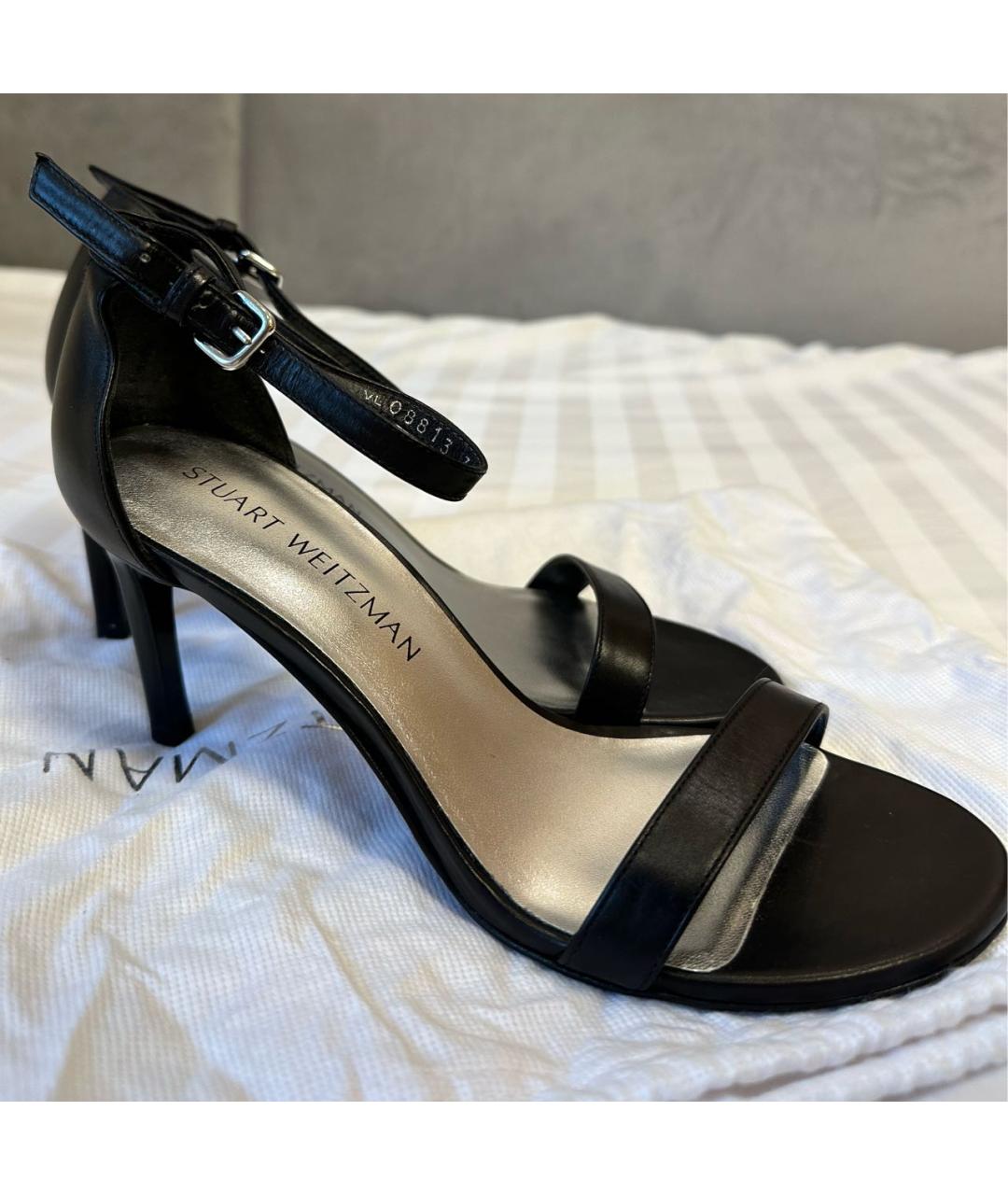 STUART WEITZMAN Черные кожаные босоножки, фото 5