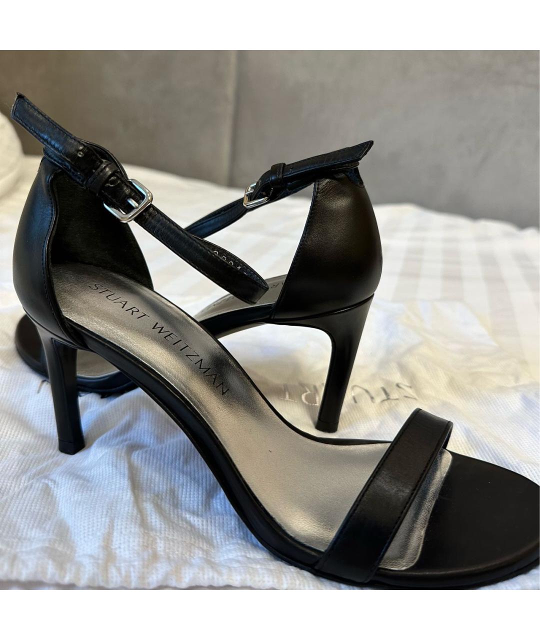 STUART WEITZMAN Черные кожаные босоножки, фото 3