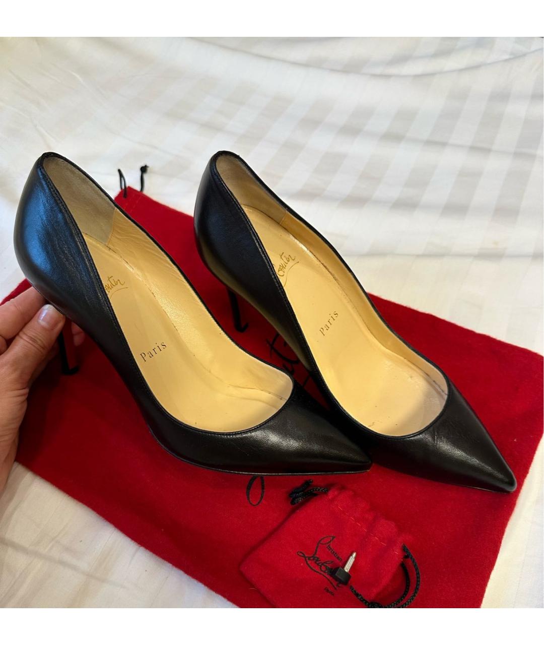 CHRISTIAN LOUBOUTIN Черные кожаные туфли, фото 3