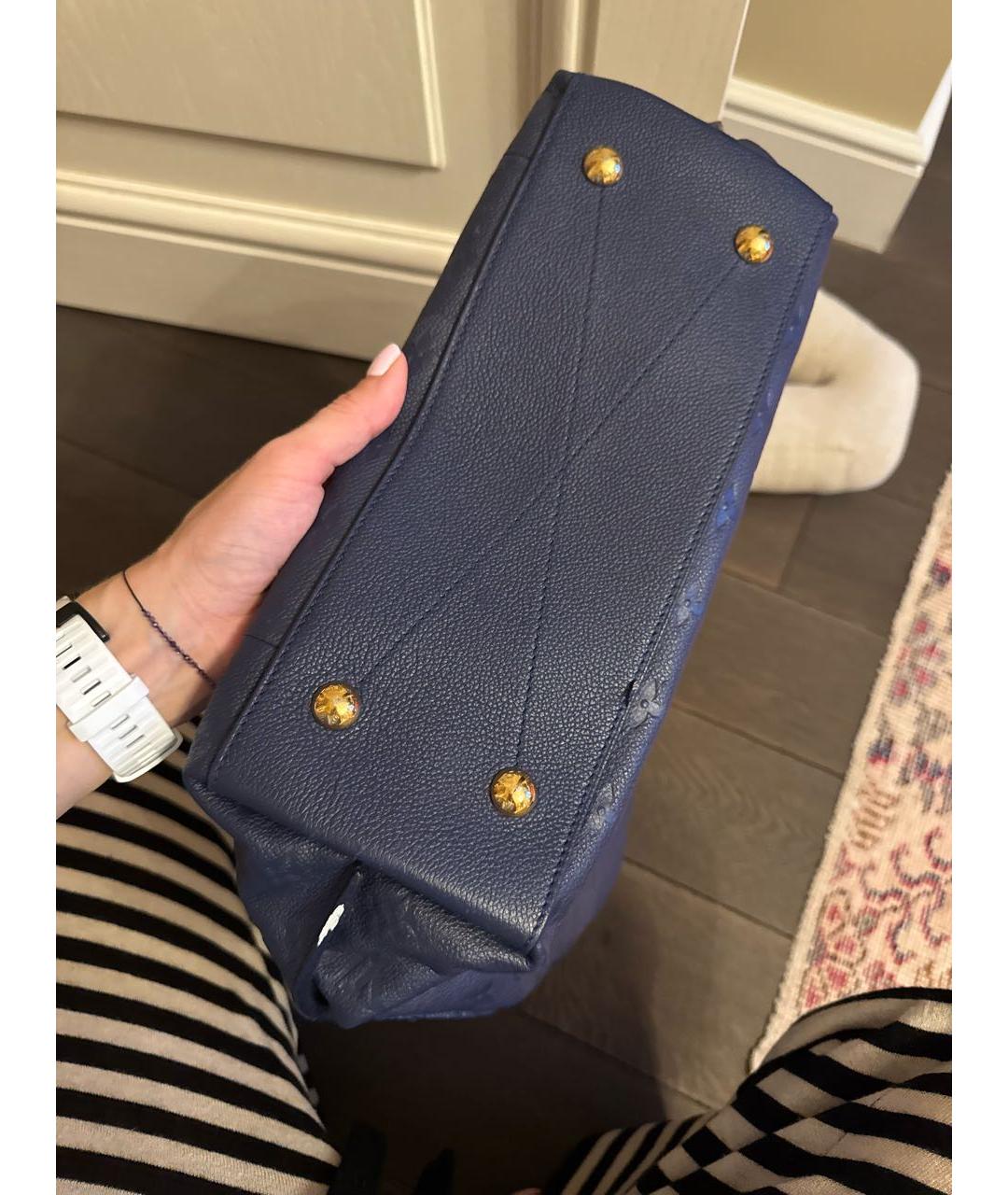 LOUIS VUITTON Темно-синяя кожаная сумка с короткими ручками, фото 7