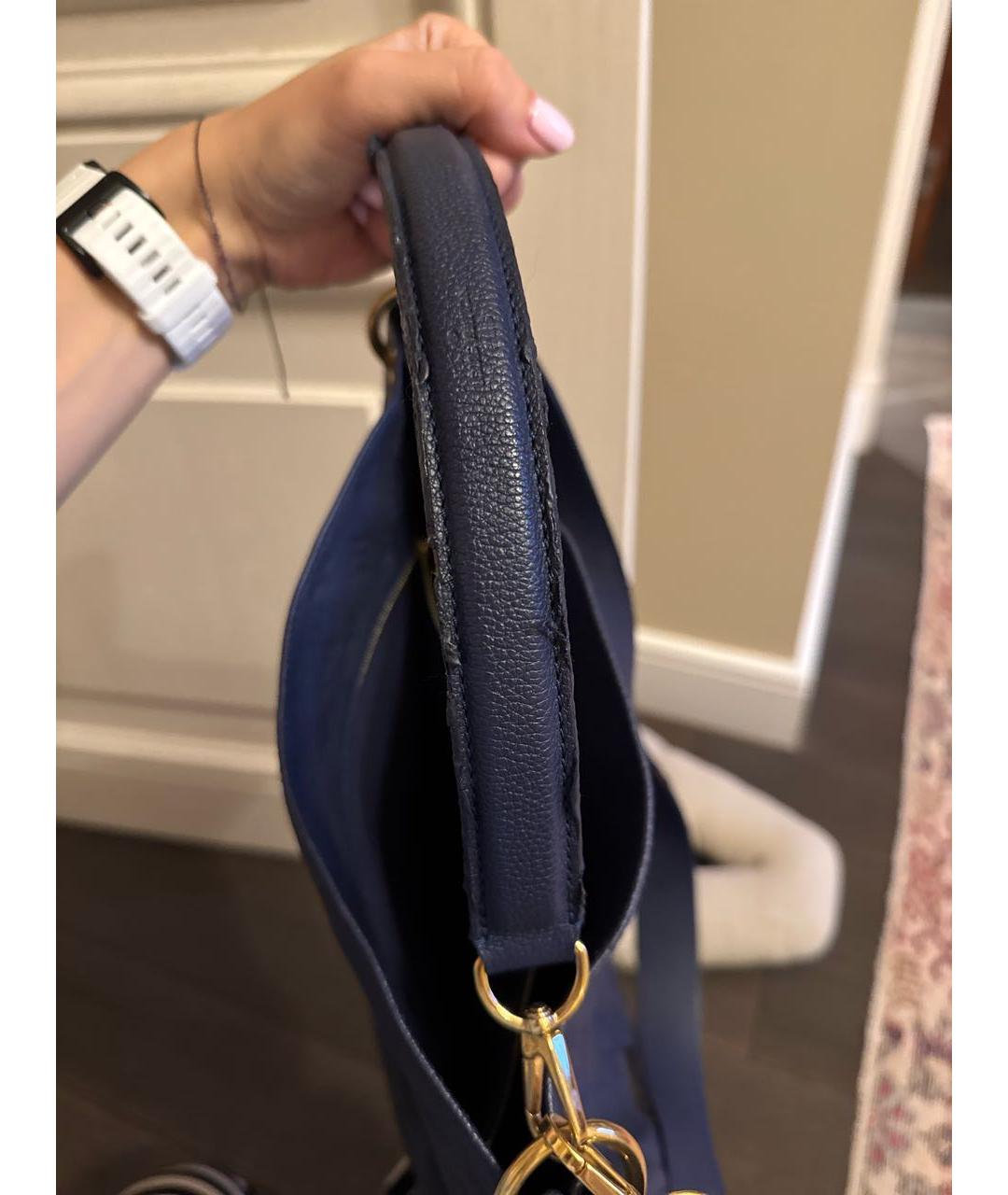 LOUIS VUITTON Темно-синяя кожаная сумка с короткими ручками, фото 5