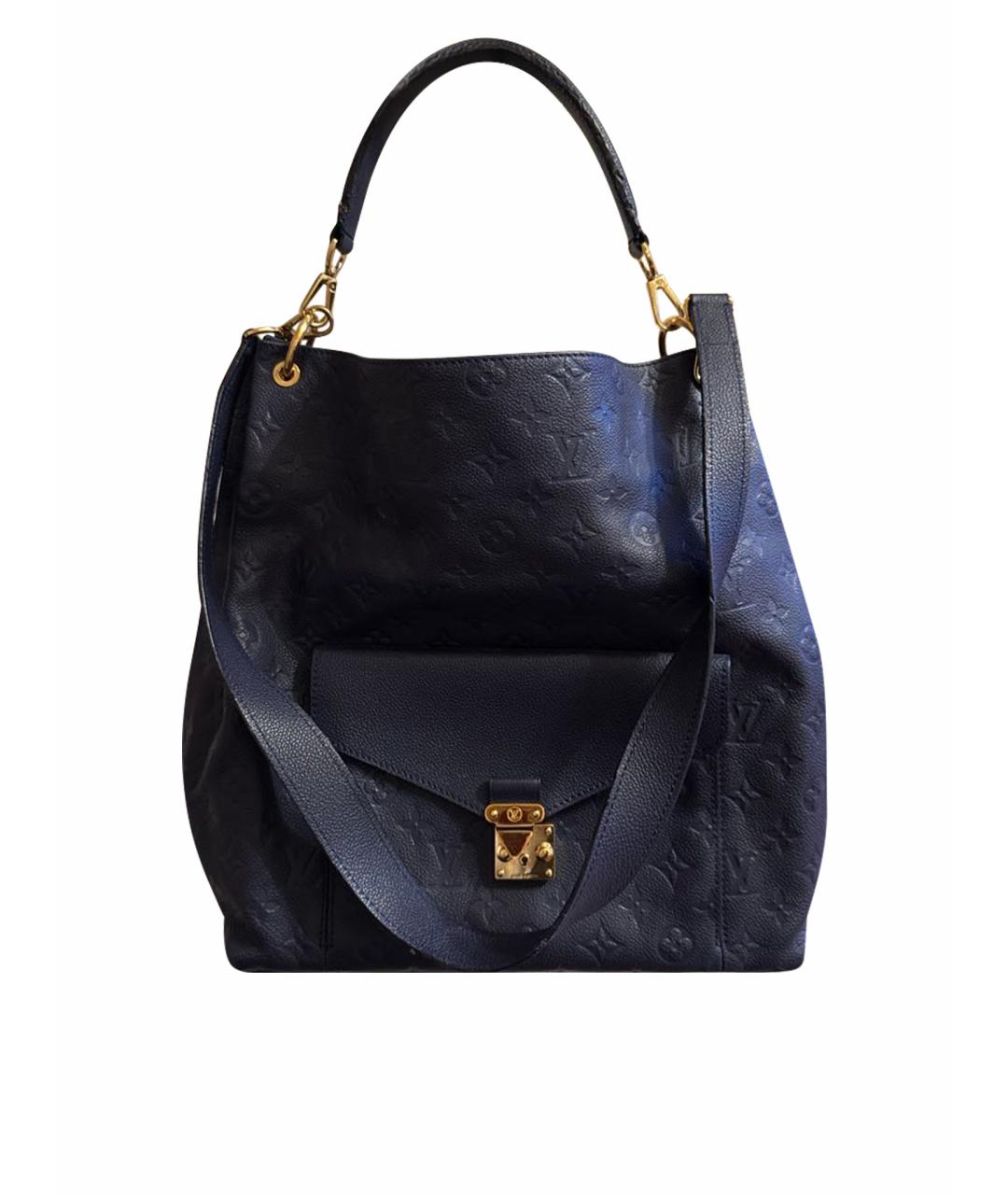 LOUIS VUITTON Темно-синяя кожаная сумка с короткими ручками, фото 1