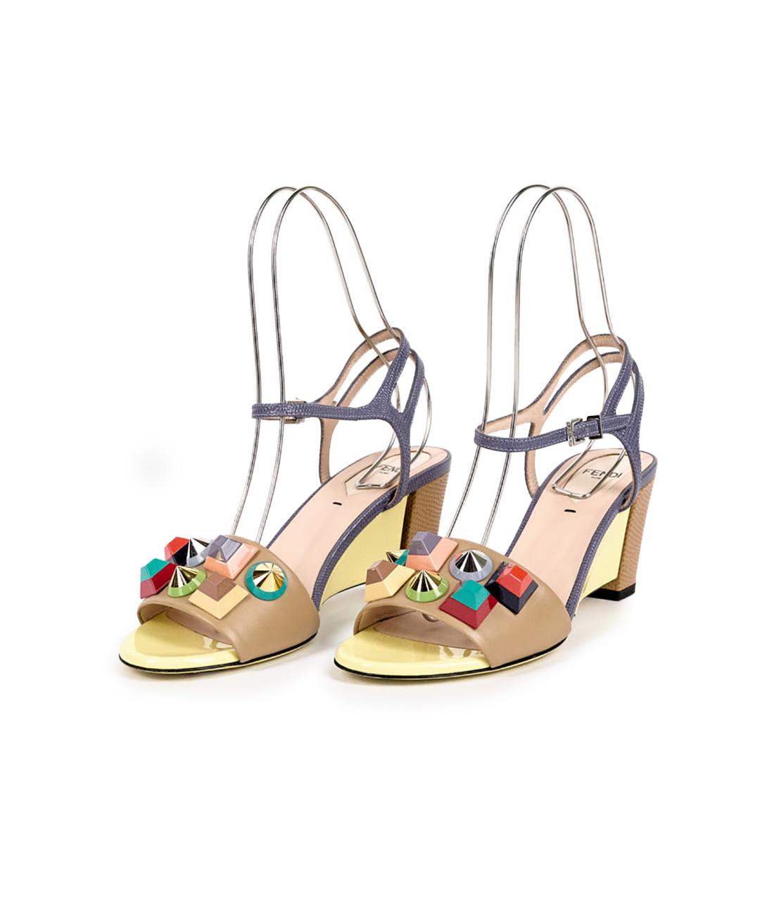 FENDI Мульти кожаные босоножки, фото 7