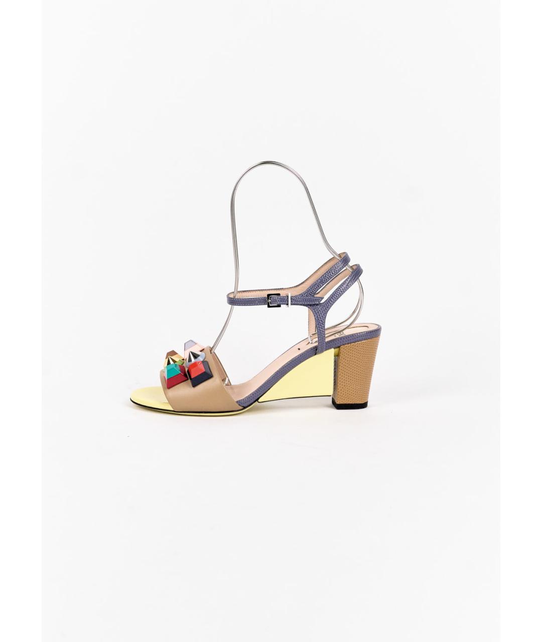 FENDI Мульти кожаные босоножки, фото 3