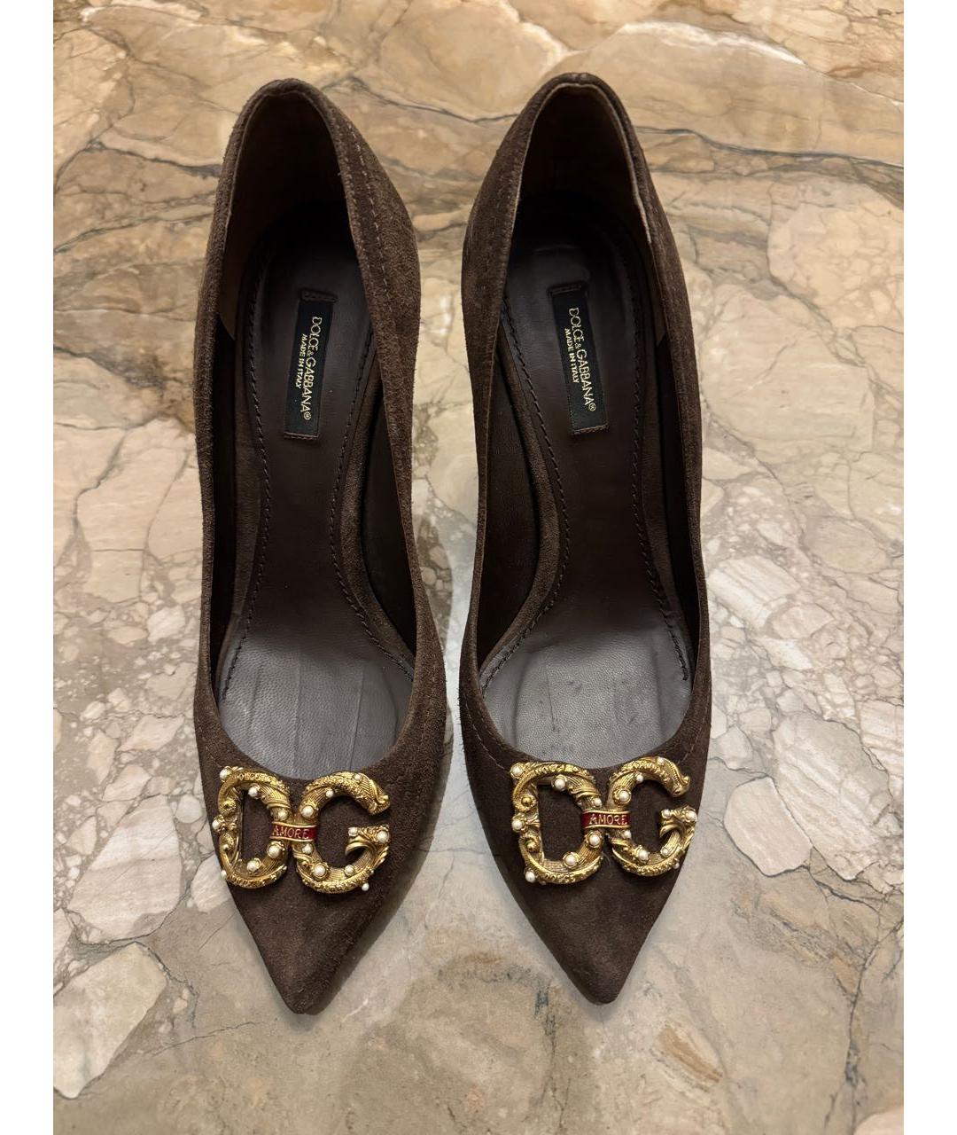 DOLCE&GABBANA Коричневые замшевые туфли, фото 2