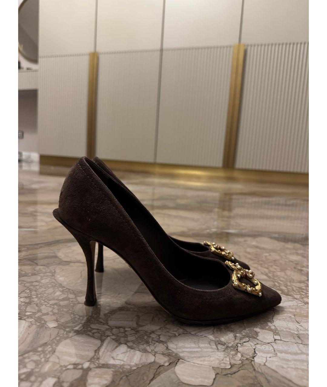 DOLCE&GABBANA Коричневые замшевые туфли, фото 8