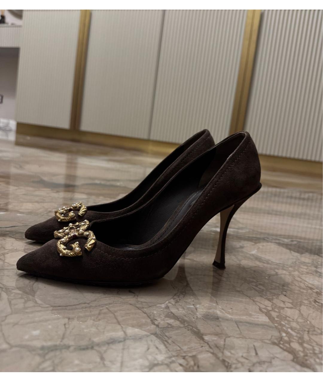 DOLCE&GABBANA Коричневые замшевые туфли, фото 3