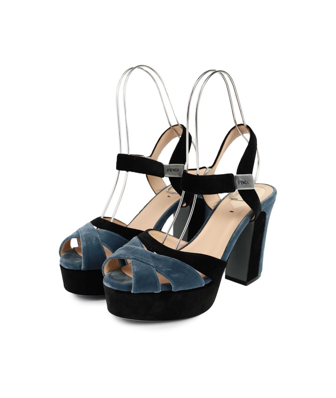 FENDI Мульти бархатные босоножки, фото 2