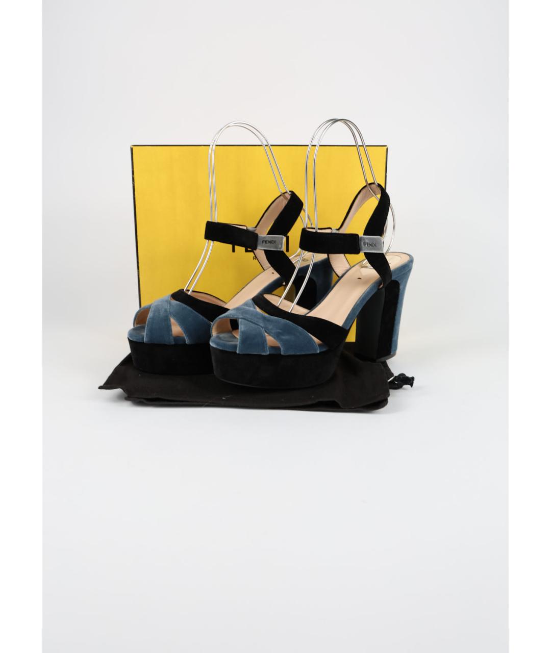 FENDI Мульти бархатные босоножки, фото 6