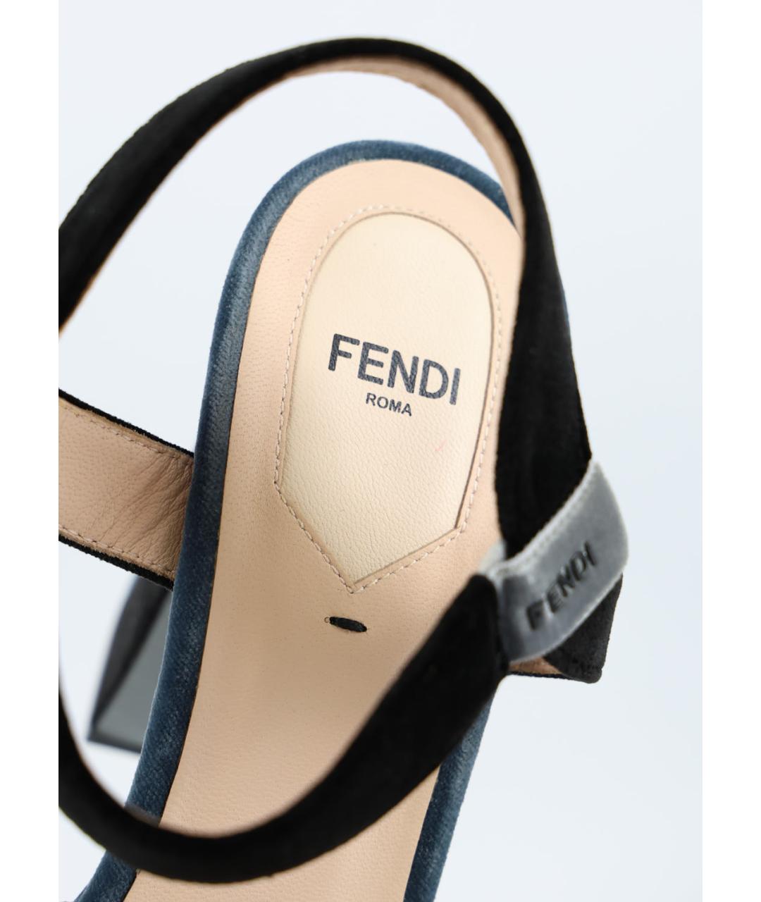 FENDI Мульти бархатные босоножки, фото 5