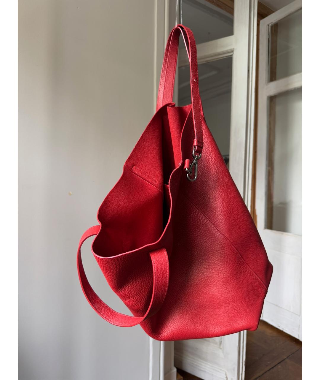 PRADA Красная кожаная сумка тоут, фото 5