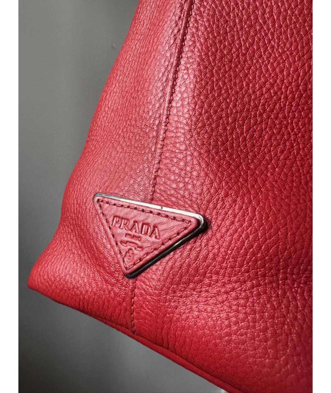 PRADA Красная кожаная сумка тоут, фото 3