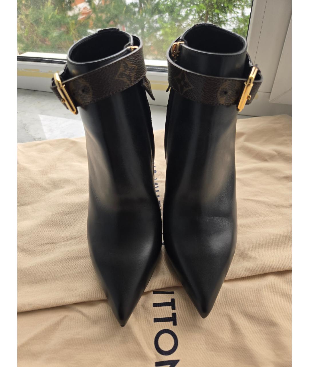 LOUIS VUITTON Черные кожаные ботильоны, фото 3