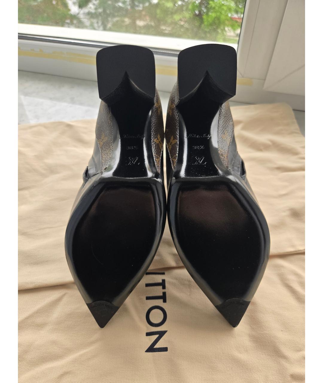 LOUIS VUITTON Черные кожаные ботильоны, фото 5