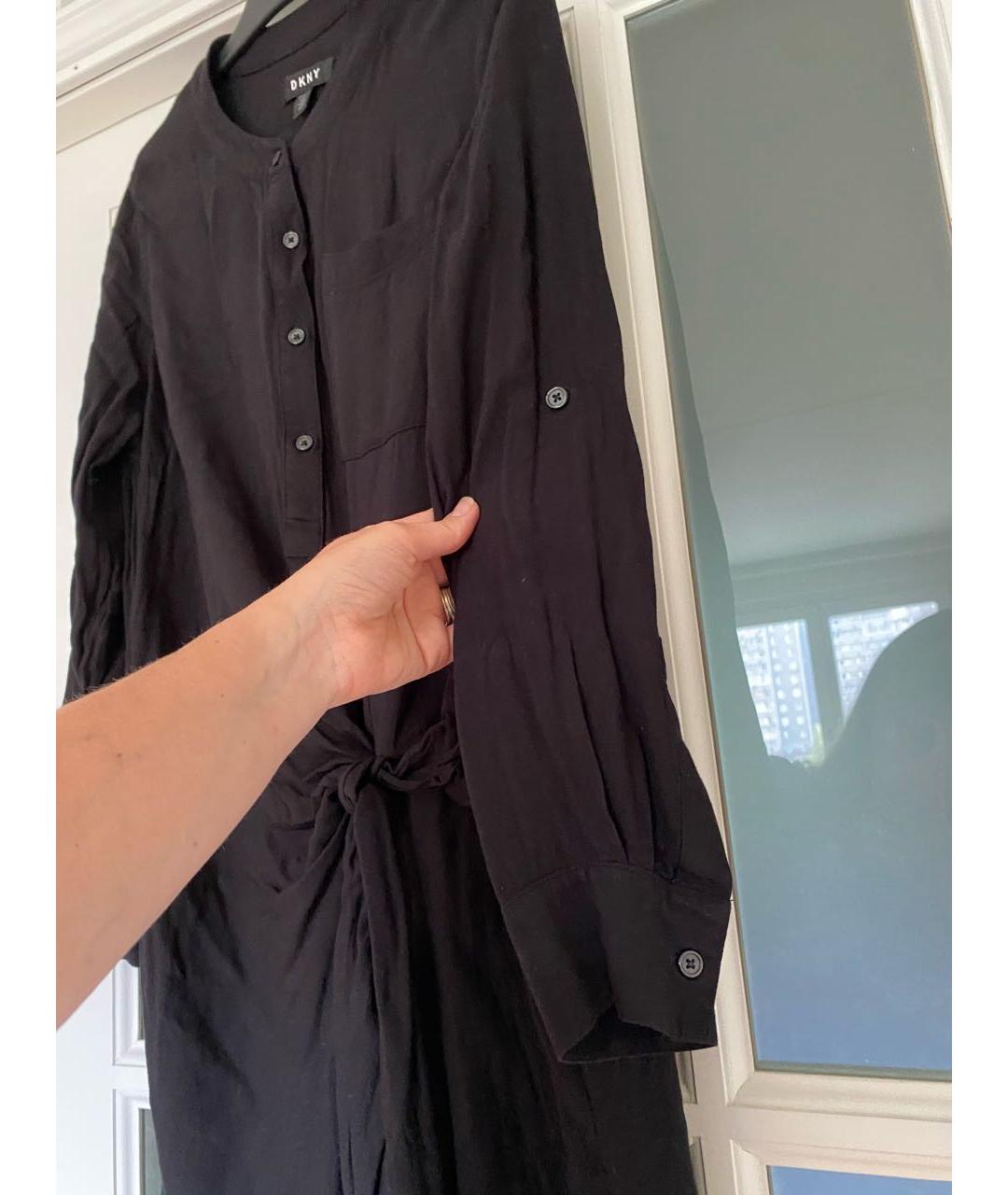 DKNY Черное вискозное повседневное платье, фото 3