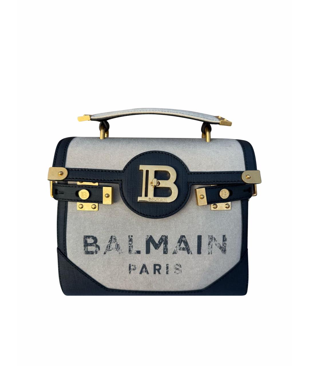 BALMAIN Бежевая тканевая сумка с короткими ручками, фото 1
