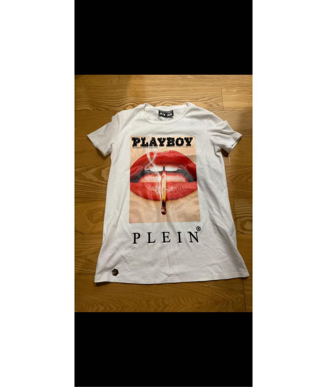 PHILIPP PLEIN Белая хлопко-эластановая футболка, фото 8